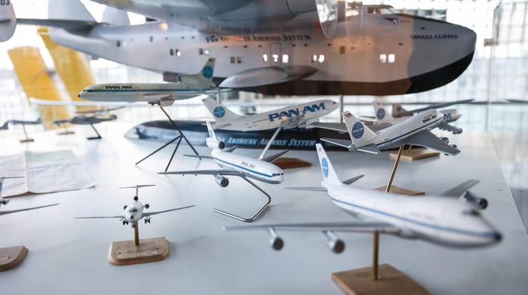 Pan Am aircraft models, including a B-314 flying boat, top,...