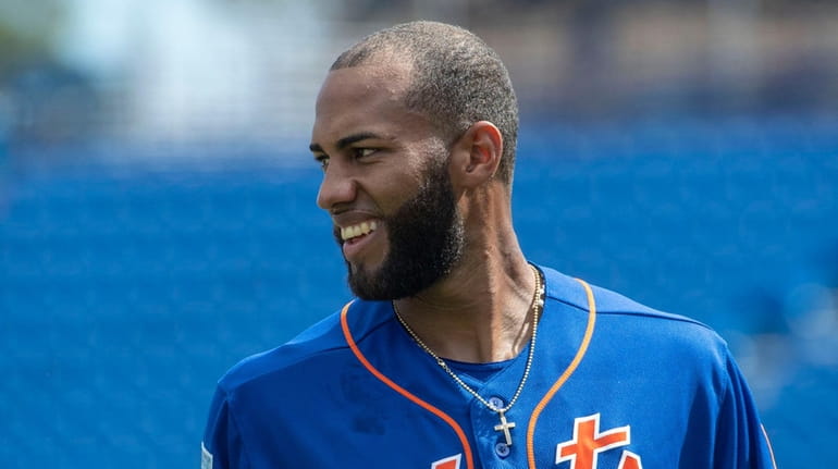 Mets infielder Amed Rosario, Friday Feb. 22, 2019 during a...