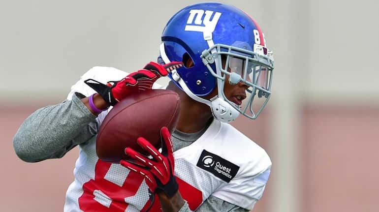 New York Giants wide receiver Darius Powe (86) catches a...