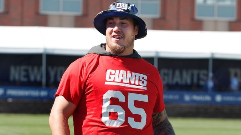 Giants center Nick Gates during training camp in East Rutherford, N.J.,...