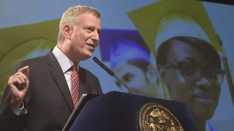 New York City Mayor Bill de Blasio announces new education...