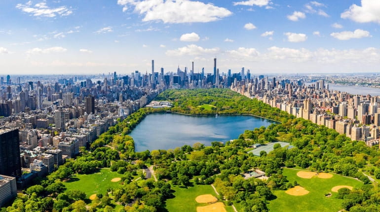 An aerial view of Central Park in Manhattan.