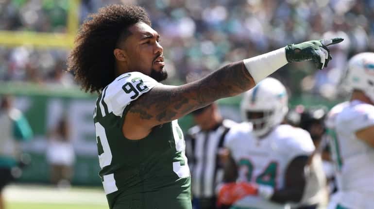 Jets defensive lineman Leonard Williams, shown here during the Miami...