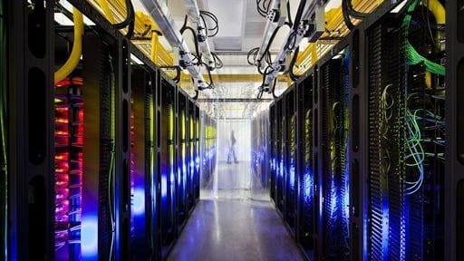 The Google campus-network room is seen at a data center...