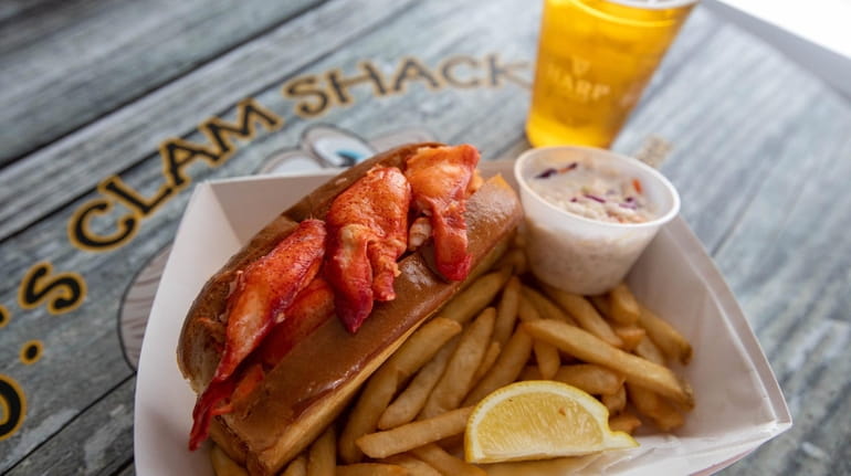 The hot lobster roll at DJ's Clam Shack in Huntington.