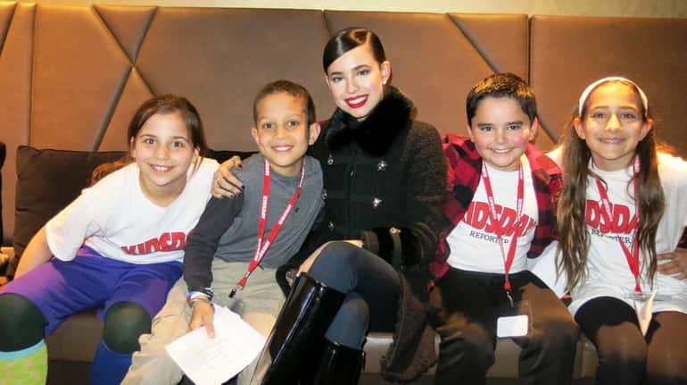 Actress and singer Sofia Carson with Kidsday reporters: Marina Trgo,...