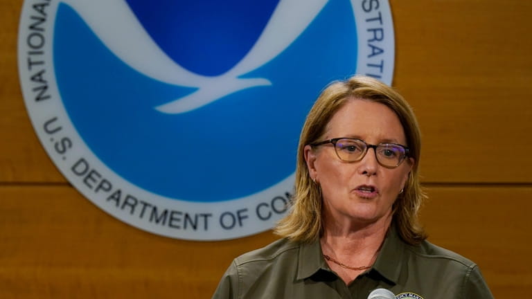 FEMA Director Deanne Criswell speaks during a news conference, Wednesday,...