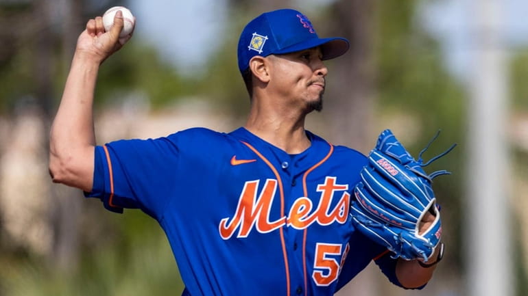 Mets pitcher Carlos Carrasco at spring training on Friday in Port St....