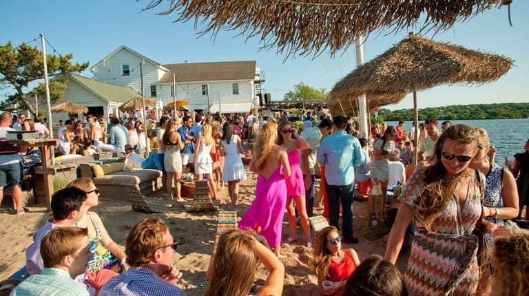 The crowds start early at Surf Lodge in Montauk. 