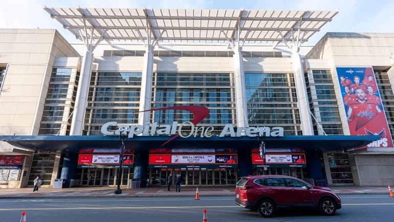 Capital One Arena is shown before an NHL hockey game...