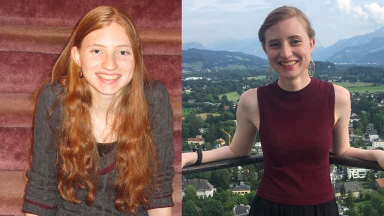 Rachel Lawrence in 2012, left, and now.