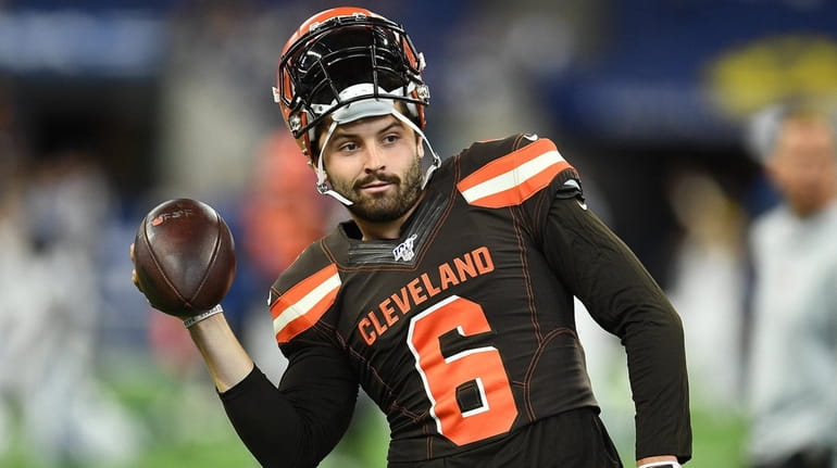 Baker Mayfield of the Cleveland Browns prior to a game...