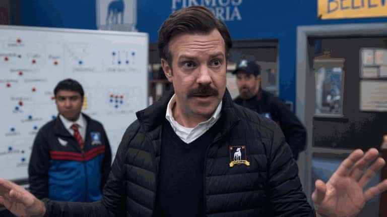 Jason Sudeikis appears in "Ted Lasso" on Apple TV+.