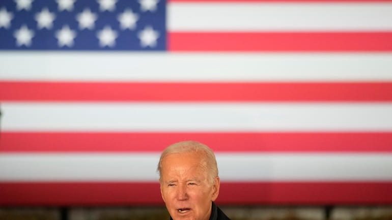 President Joe Biden speaks at Dutch Creek Farms, Wednesday, Nov....