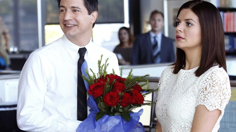 Casey Wilson, right, and Ken Marino appear in a scene...