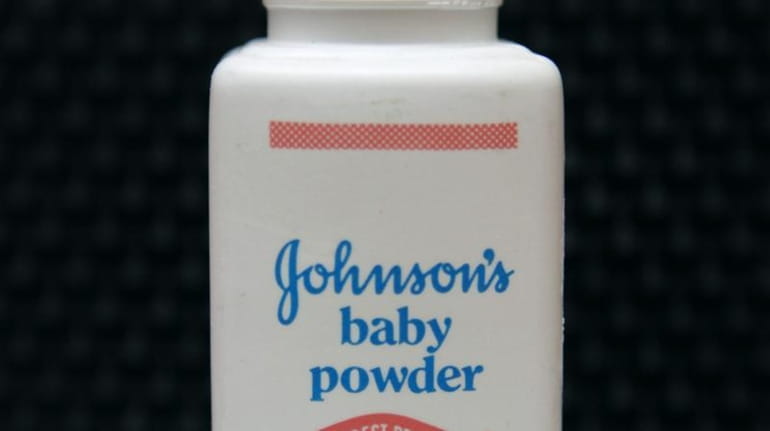 A bottle of Johnson's baby powder is displayed on April...