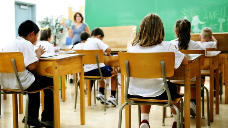 Classroom, Teacher, Child, Student, Learning, Multi-Ethnic Group, Rear View, Sitting,...