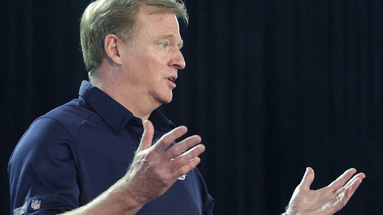 NFL Commissioner Roger Goodell answers questions during a safety clinic...