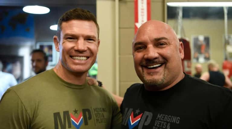 Jay Glazer, right, and Nate Boyer of "Merging Vets and...