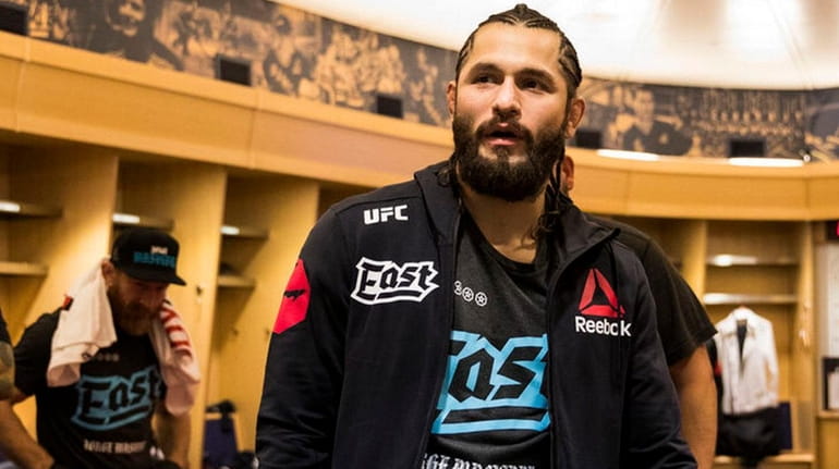 Jorge Masvidal warms up in the arena before his match...