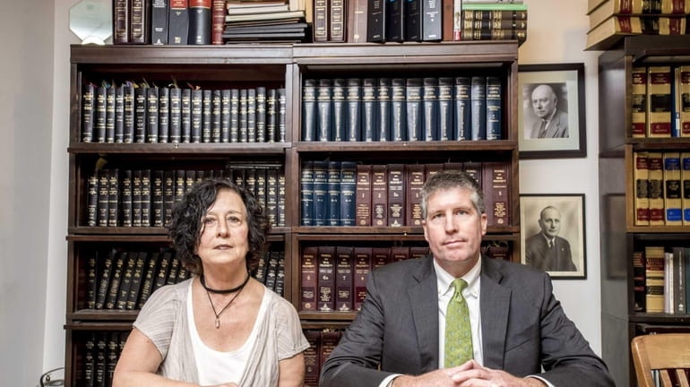 Dania Hall, with her lawyer, Kevin Grennan at Kevin's office...