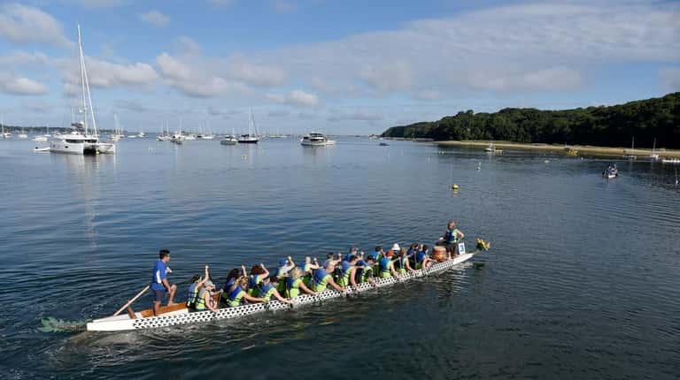 A race team in the Port Jefferson Dragon Boat Race...