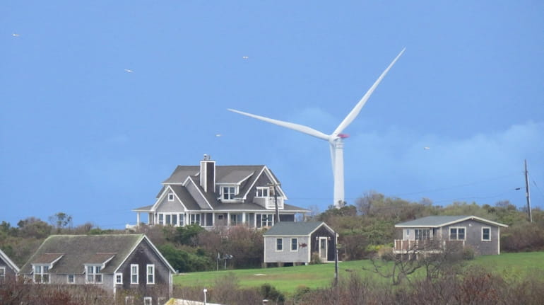 A view of wind turbines from Block Island, Rhode Island...