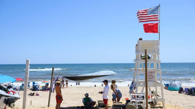East Hampton Town lifeguards at Nick's Beach in Montauk on Aug. 3,...