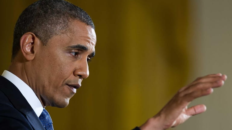 President Barack Obama speaks during a press conference at the...