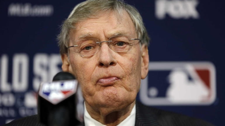 Baseball commissioner Bud Selig speaks at a news conference before...