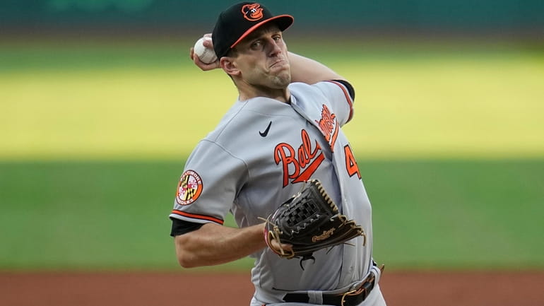 Baltimore Orioles' John Means pitches in the first inning of...