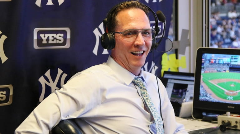 Yankees TV analyst David Cone in the YES Network booth.