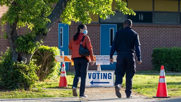Hempstead School District voters on their way to vote...