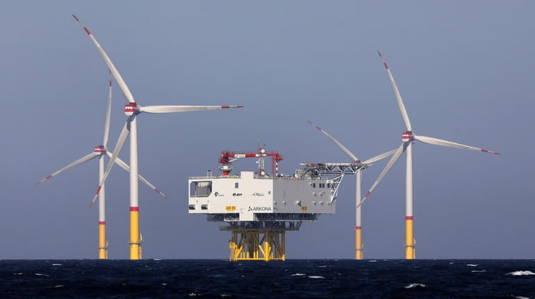Equinor is considering supporting massive wind turbines like these, located...