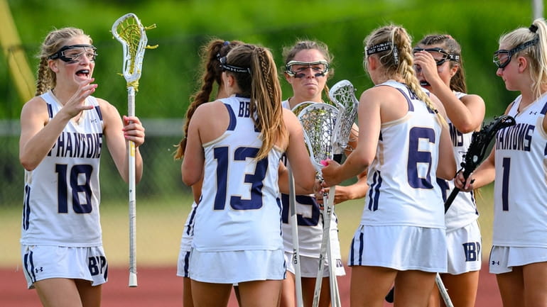 The Bayport-Blue Point Phantoms during the Girls Lacrosse Finals on...