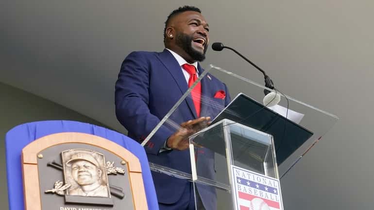 Hall of Fame inductee David Ortiz, formerly of the Boston...