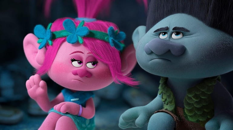 Animated characters Poppy, left, voiced by Anna Kendrick, and Branch,...