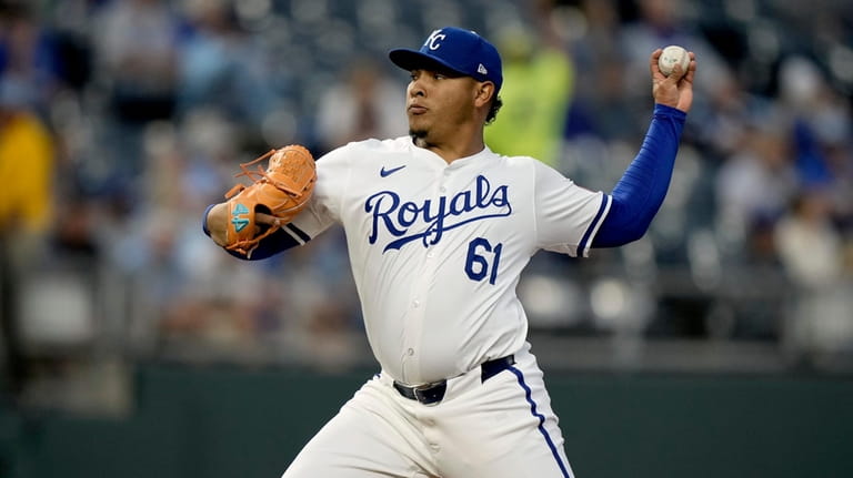 Kansas City Royals relief pitcher Angel Zerpa throws during the...