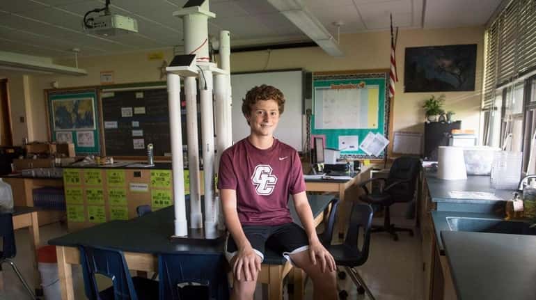 Austin Crouchley, 13, an eighth-grader at Garden City Middle School,...