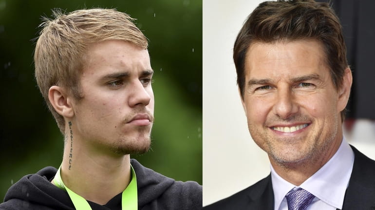 Justin Bieber, left, seen at a practice round before the 2017...