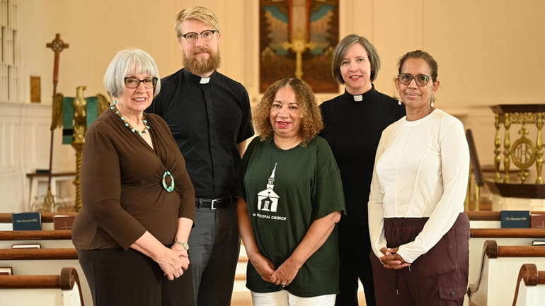 The team helping Zion Episcopal Church in Douglaston map its connection...