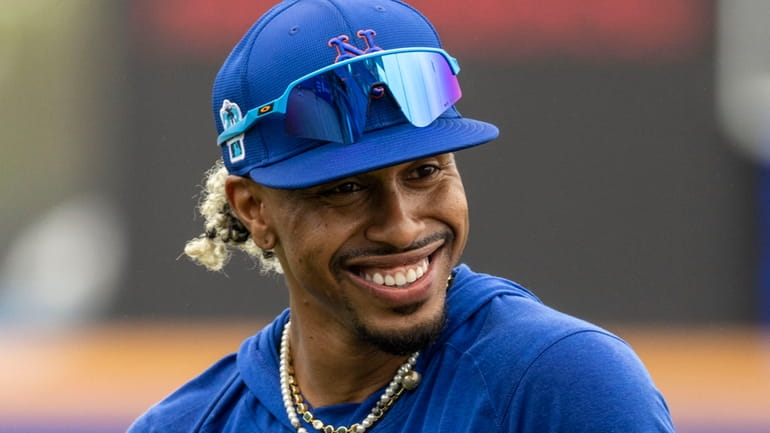 Mets infielder Francisco Lindor during a spring training workout on Thursday in...