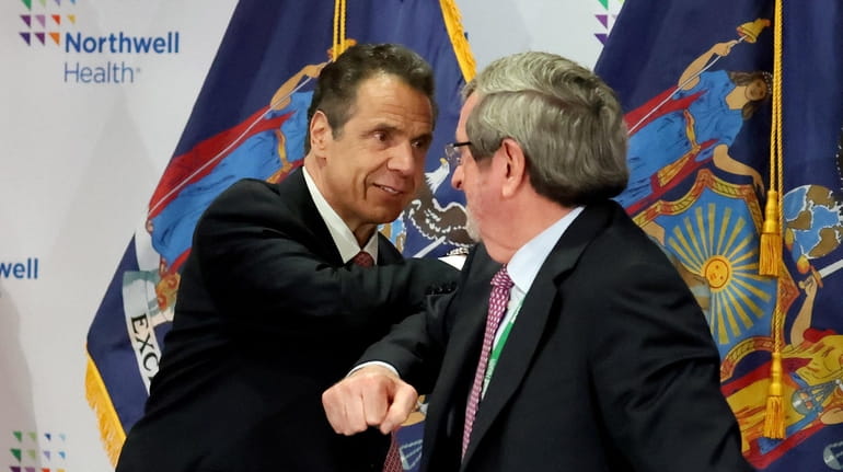 Gov. Andrew M. Cuomo greets Northwell Health CEO and president...