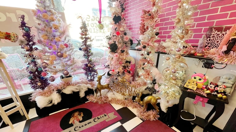 The Ice Cream Chick in Huntington decorates with pinks and...