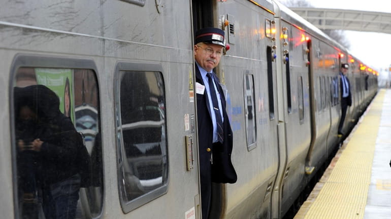File photo: An LIRR train prepares to leave the station...