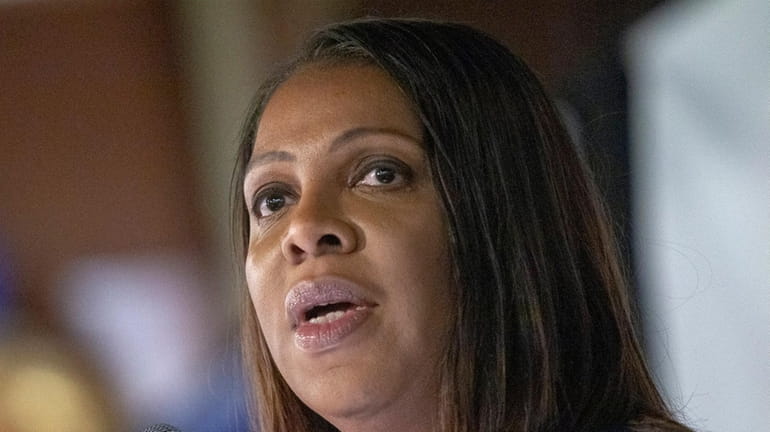 New York State Attorney General Letitia James speaks at Long...