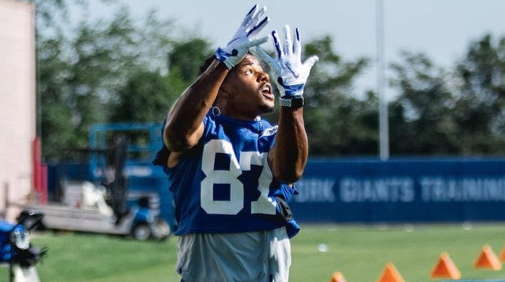 Sterling Shepard during Giants training camp on Wednesday, Aug. 5,...