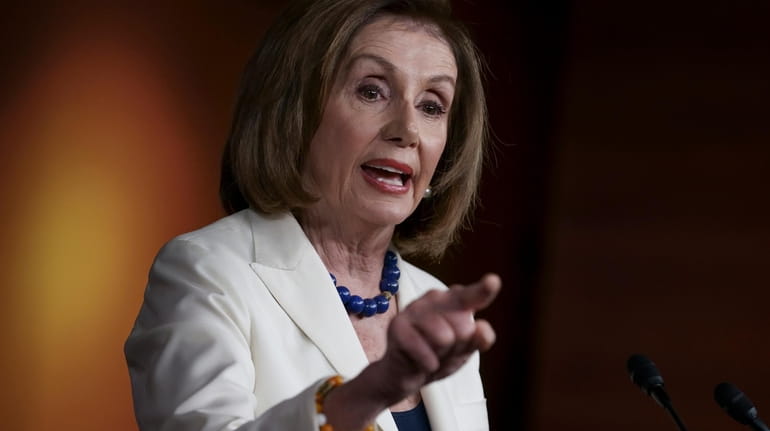 Speaker of the House Nancy Pelosi responds forcefully to a...