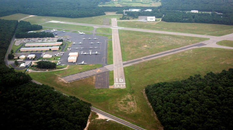 Pictured is an aerial image of the municipal airport in...