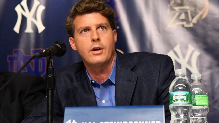 Hal Steinbrenner addresses the media before the Notre Dame-Army football...